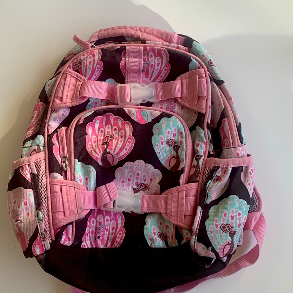 Pottery Barn Kids small pink peacock backpack